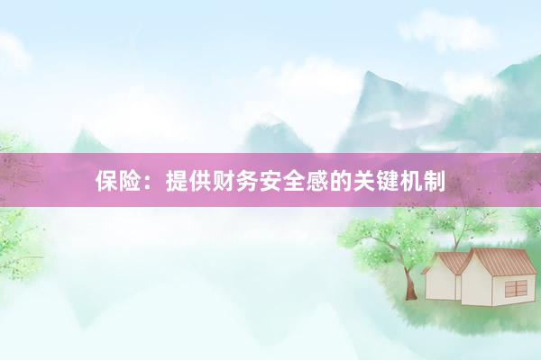 保险：提供财务安全感的关键机制